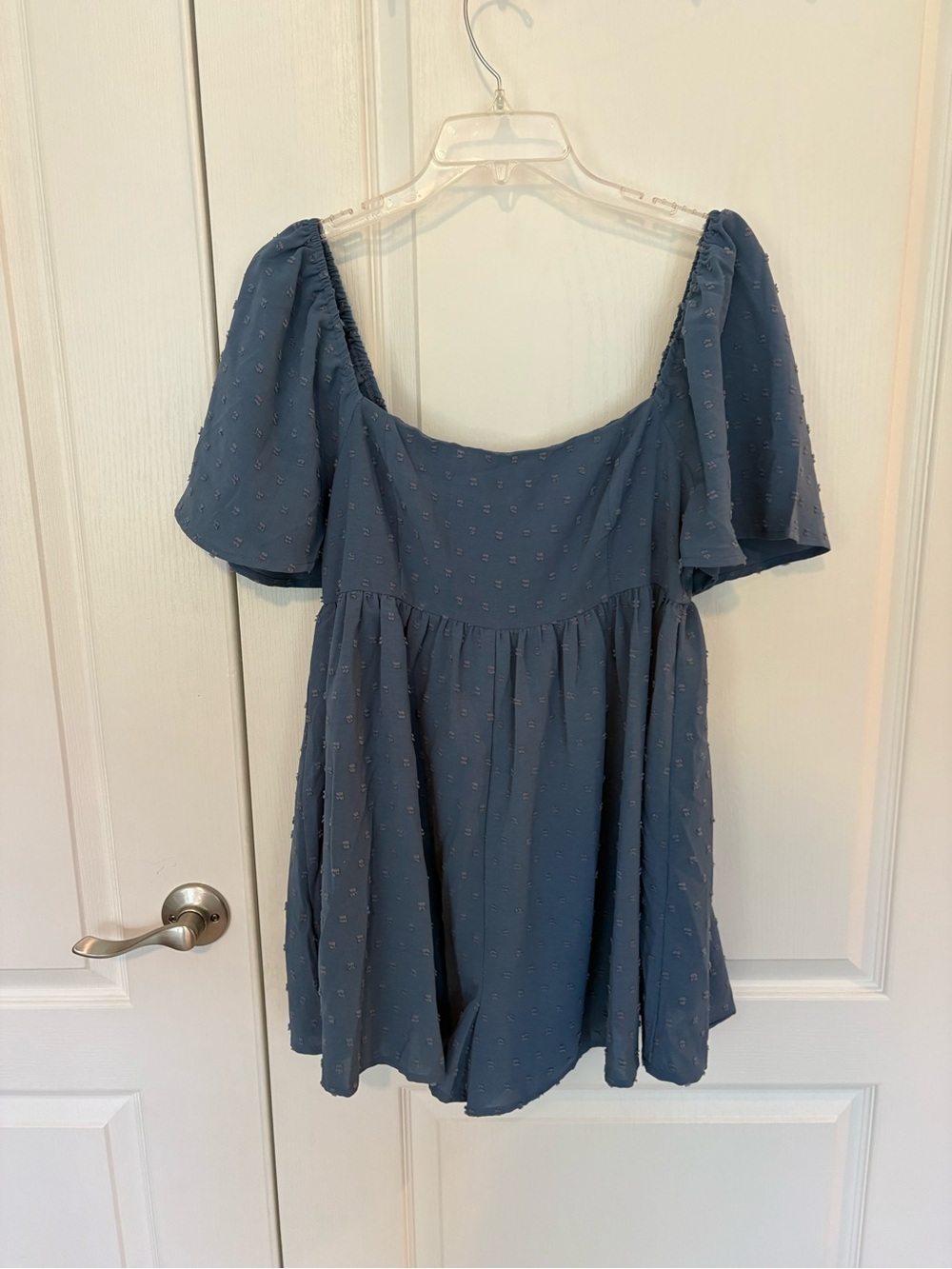 Altar'd State Dusty Blue Swiss Dot Romper